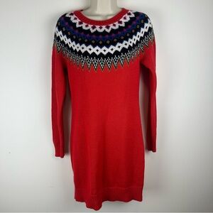 Old Navy Fair Isle Sweater Dress Multicolor Yoke Knit Long Sleeve Size S Petite